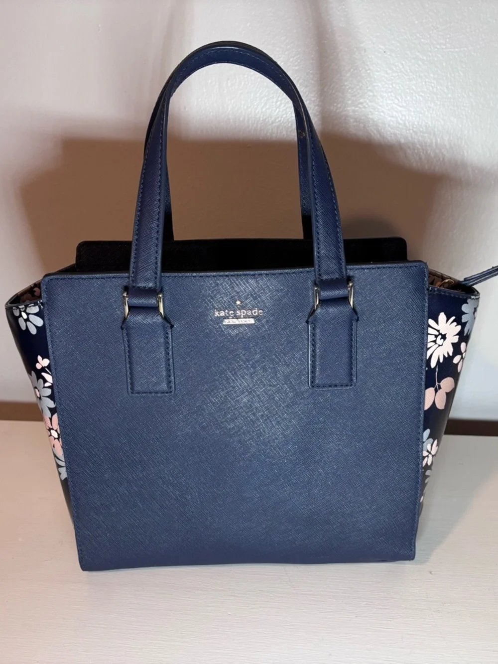 kate spade navy floral-accent mini tote - Picture 6 of 6